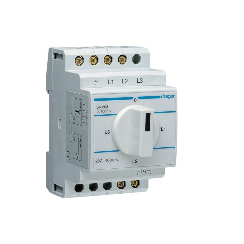 Commutatore amperometrico 3 Moduli Hager SK603