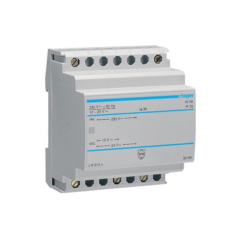Trasformatore modulare 16VA 2301224V 3 Moduli Hager  ST313