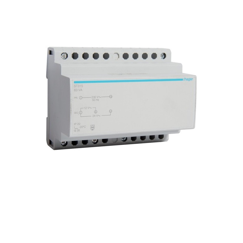 Trasformatore modulare 230V  12-24V 63VA Hager ST315