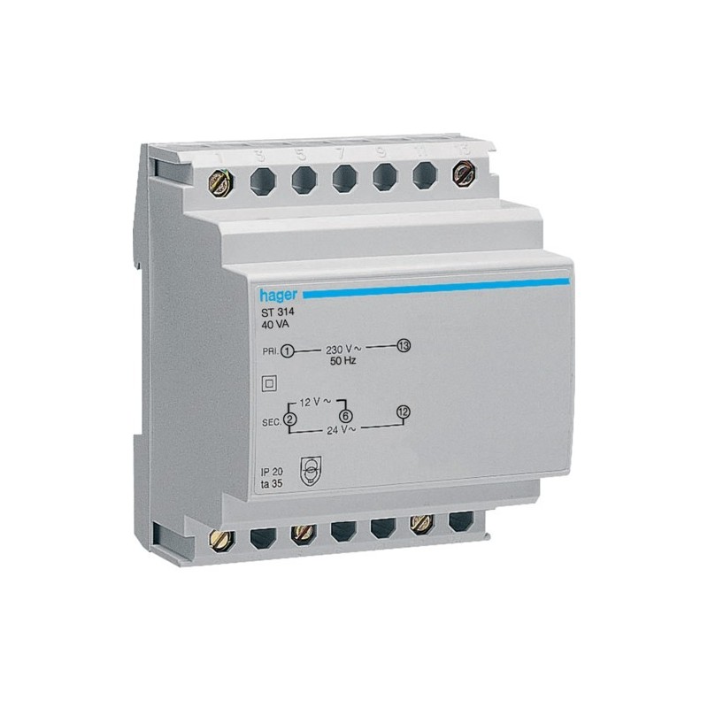 Trasformatore modulare 40VA 2301224V 4 Moduli Hager  ST314