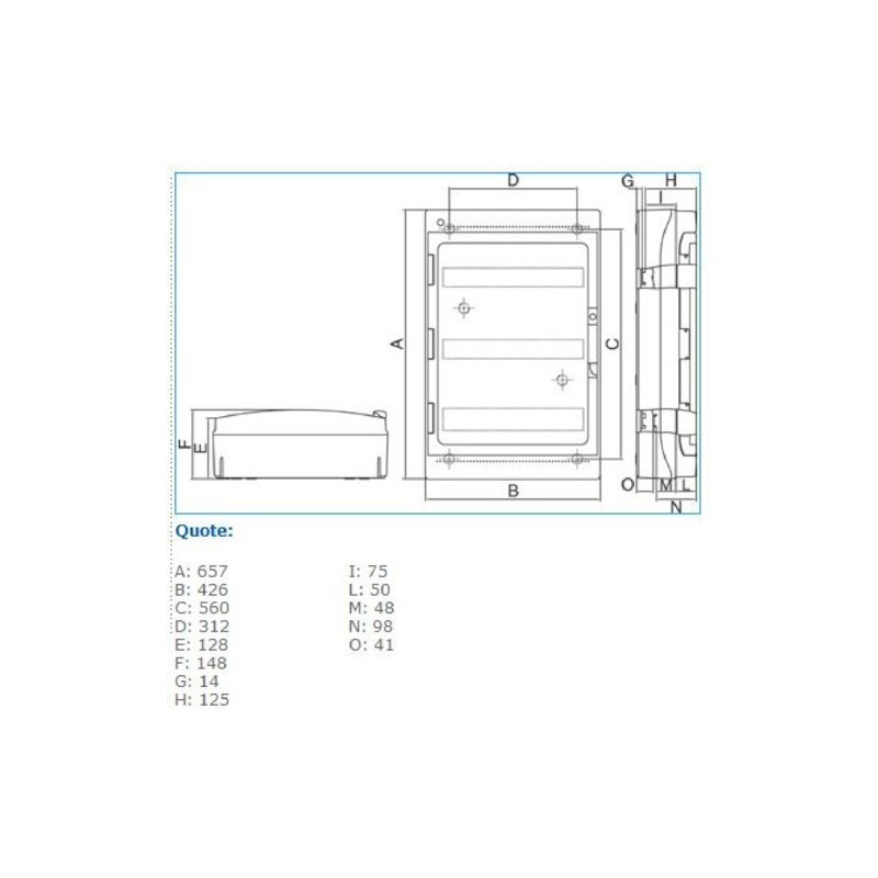 Centralino a parete 54 Moduli IP65 Porta fume Bocchiotti B06527