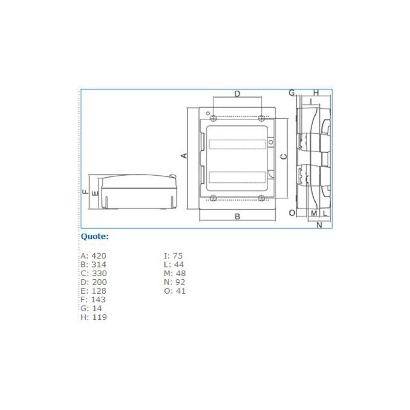 Centralino a parete 24 Moduli IP65 Porta fume Bocchiotti B06525