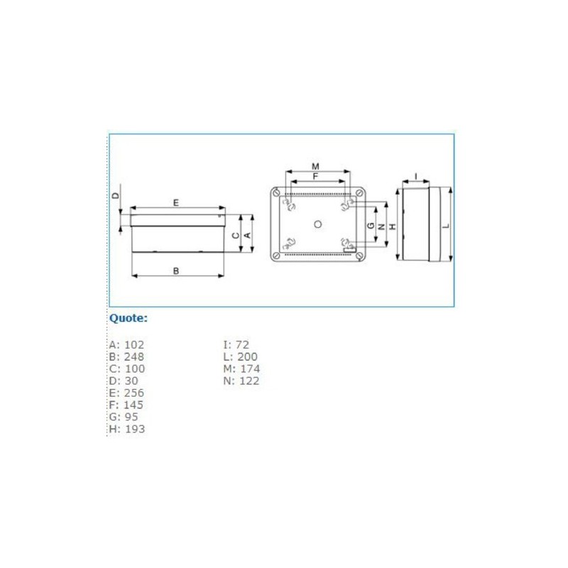 Cassetta a pareti lisce IP56 240X190X90 Bocchiotti B05608