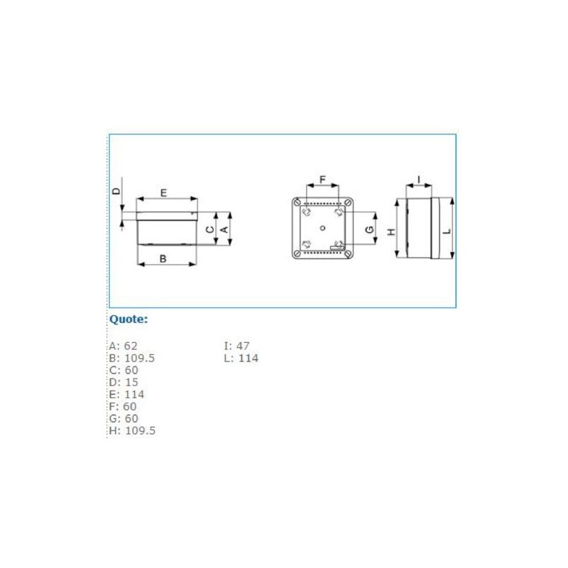 Cassetta a pareti lisce IP56 100X100X50 Bocchiotti B05604