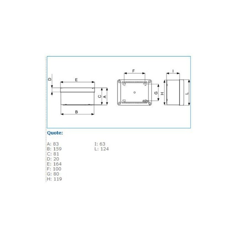Cassetta a pareti lisce IP56 150X110X70 Bocchiotti B05606