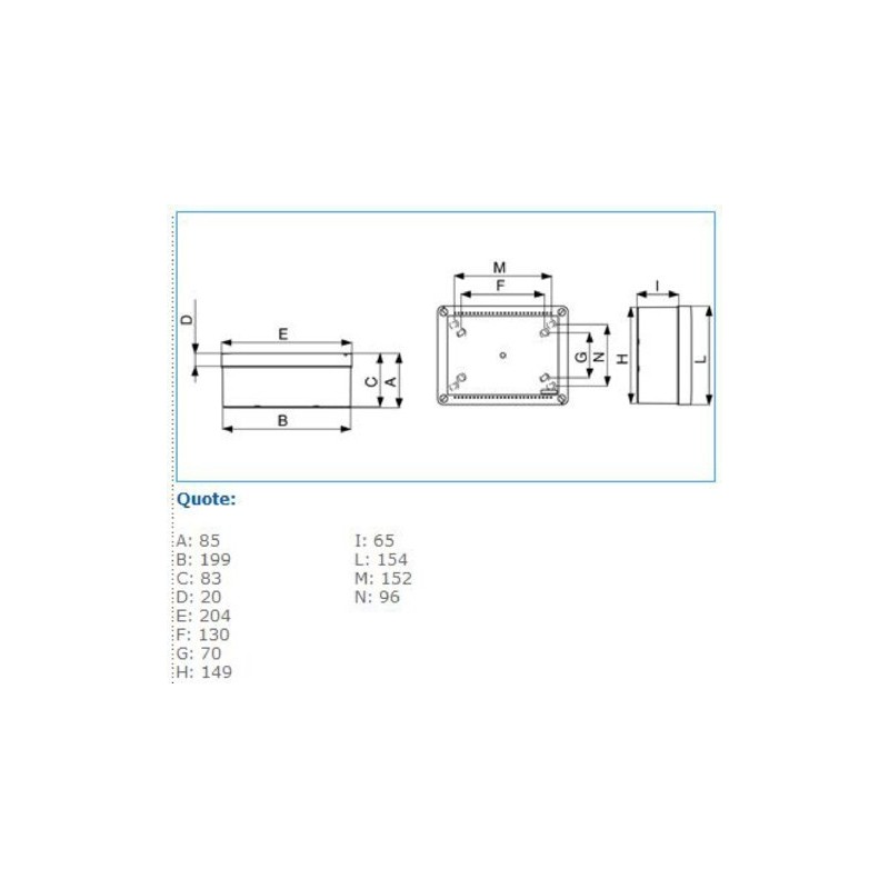 Cassetta a pareti lisce IP56 190X140 Bocchiotti B05607