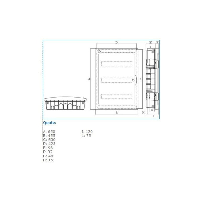 Centralino incasso 54 Moduli IP40 porta fume Pablo Bocchiotti B04106