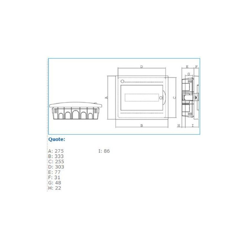 Centralino ad incasso 12 Moduli IP40 porta fume Pablo Bocchiotti B04102