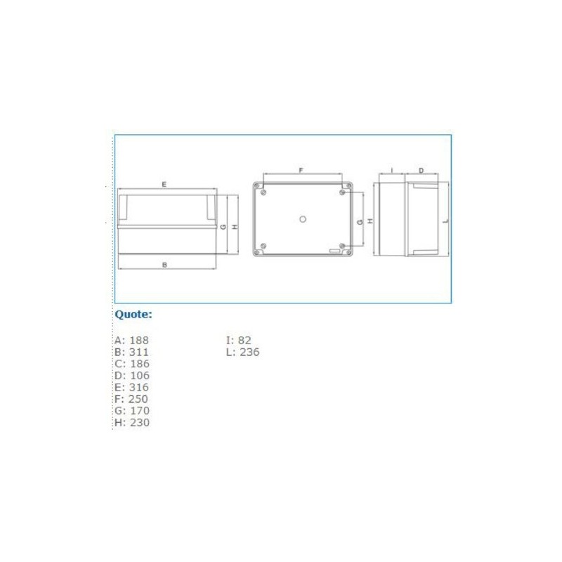 Cassetta di derivazione coperchio alto 300X220 Bocchiotti B04850