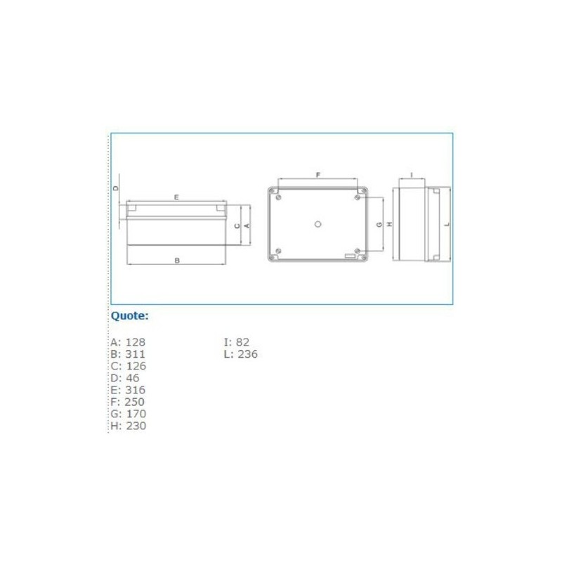 Cassetta a pareti lisce IP56 300X220X12 Bocchiotti B04846