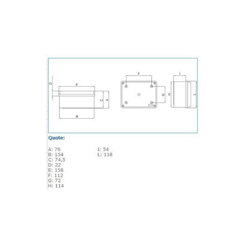 Cassetta a pareti lisce IP56 150X110X70 Bocchiotti B04843