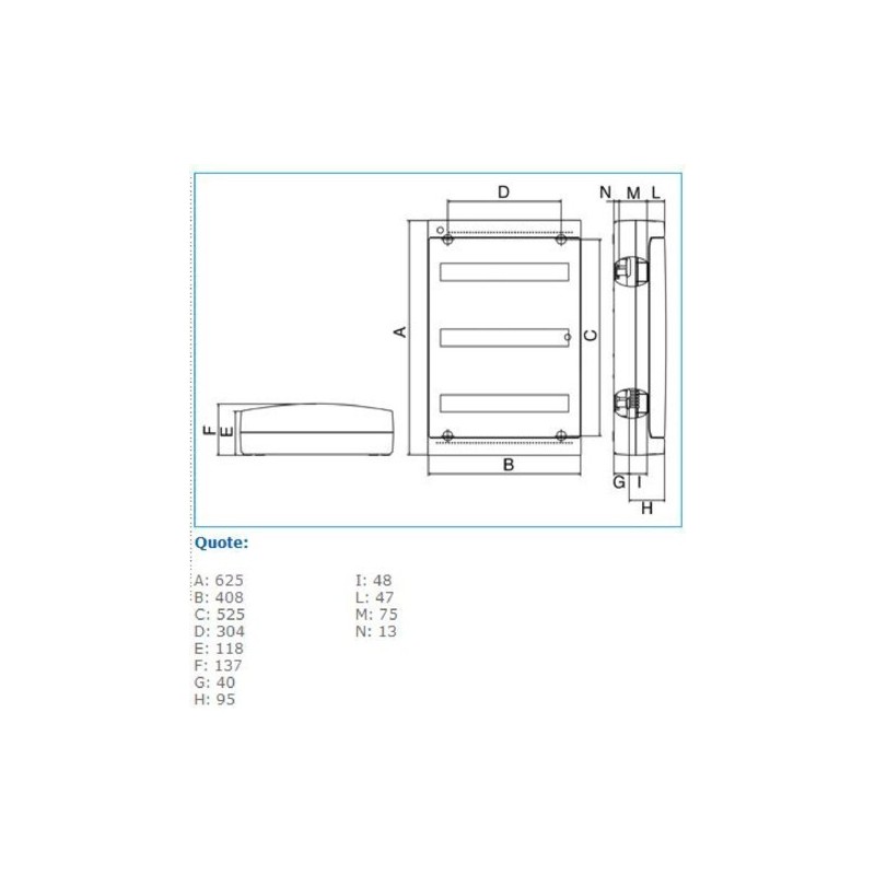 Centralino a parete 54 Moduli IP40 porta fume Pablo Bocchiotti B04090