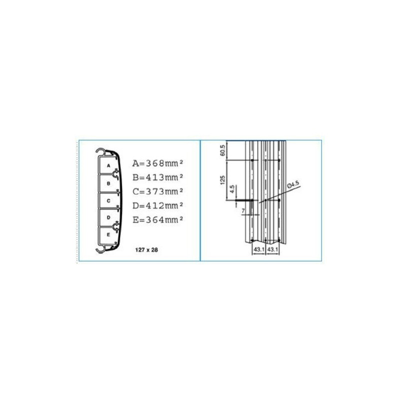 Canale a battiscopa con cornice 5 scomparti Bianca TBA 127X28 Bocchiotti B09620