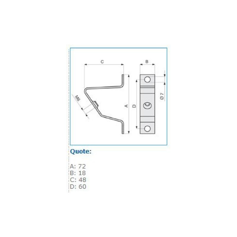 Staffa per guide profilate a 45 gradi Bocchiotti B02190