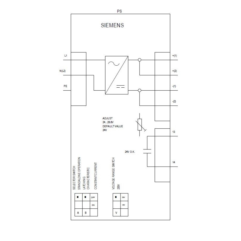 Alimentatore stabilizzato 120/230-500V DC 24V 10A Siemens 6EP13343BA10