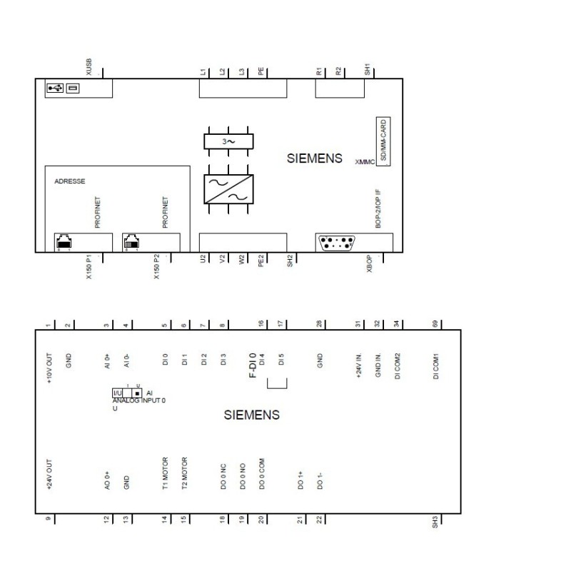Inverter Siemens Sinamics G120 Trifase - Trifase 3kW  6SL32101KE175AF1