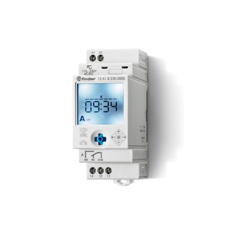 Interruttore orario digitale astronomico NFC settimanale 1 scambio 16 A Finder 120182300000