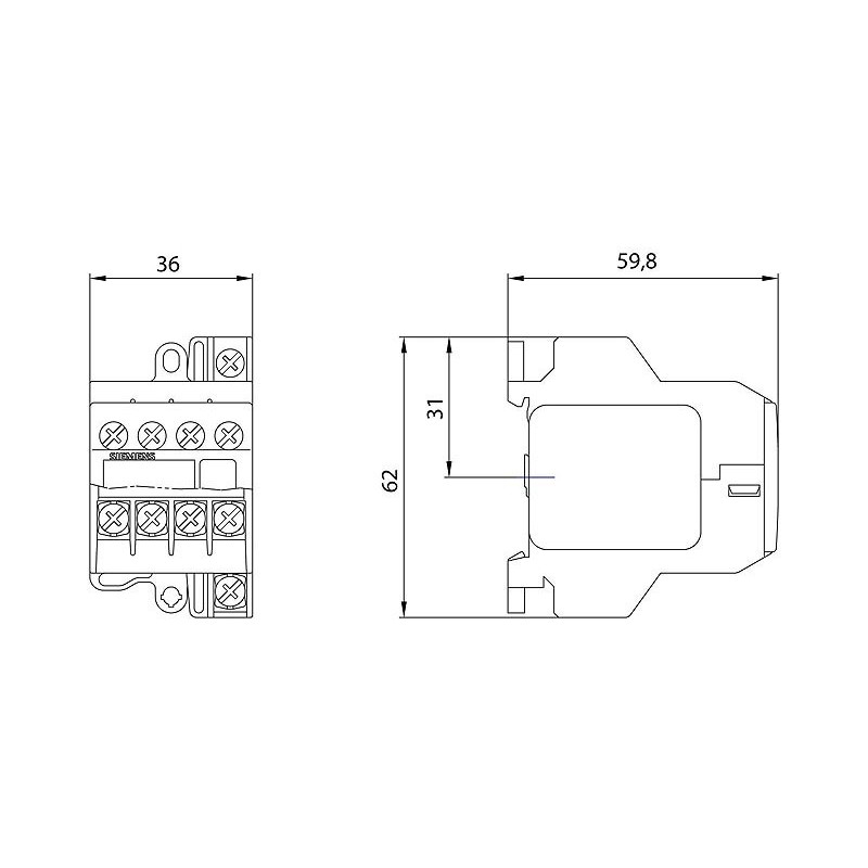 Relè di potenza 4kW 400V 3NO+1NC 24V morsetto vite Siemens 3TG10010AC2