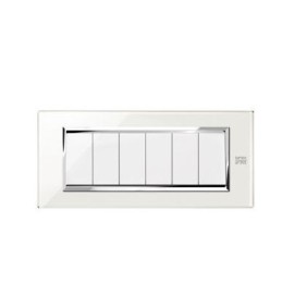 Placca Expì vetro Bianco Neve 6 Moduli Simon Urmet 13006.BN