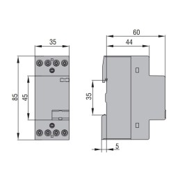 Contattore quadripolare(3NA+1NC)Bobina 24V AC/DC 25A Lovato CN2501024