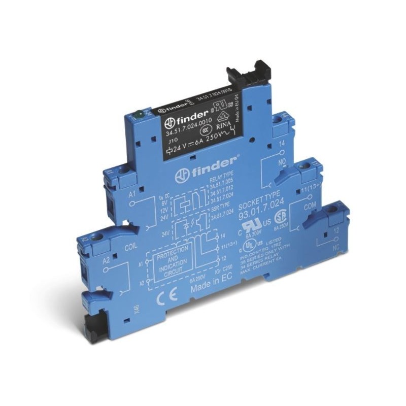 Interfaccia modulare a relè 1 scambio 6 A 24 V ac/dc Finder 385100240060