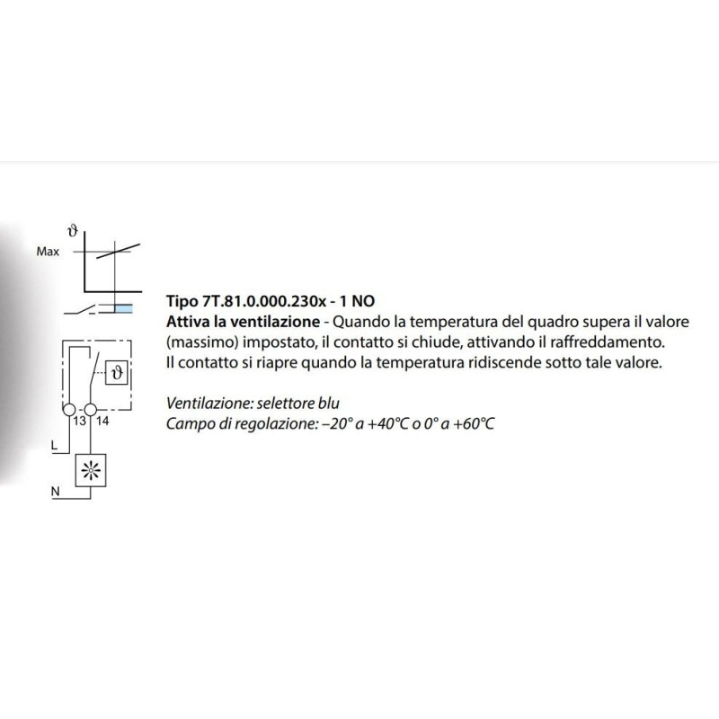 Termostato modulare da quadro per ventilazione Finder 7T8100002303