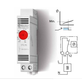 Termostato modulare da quadro per riscaldamento Finder 7T8100002403