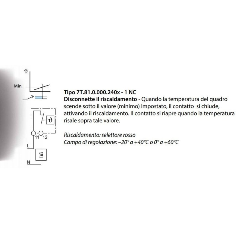 Termostato modulare da quadro per riscaldamento Finder 7T8100002403