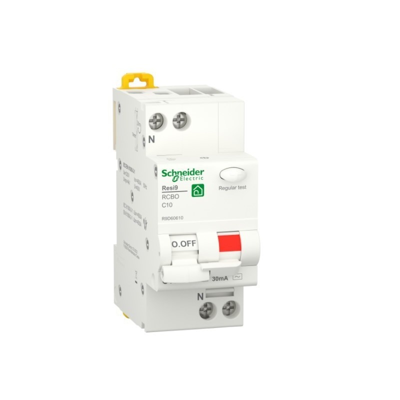 Magnetotermico Differenziale Resi9 1P+N 10A 4,5KA Curva C 30 mA AC Schneider R9D60610