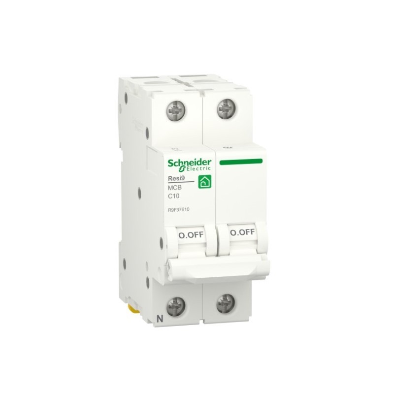 Magnetotermico Resi9 1P+N 10A 4,5KA Curva C 2 Moduli Schneider R9F37610