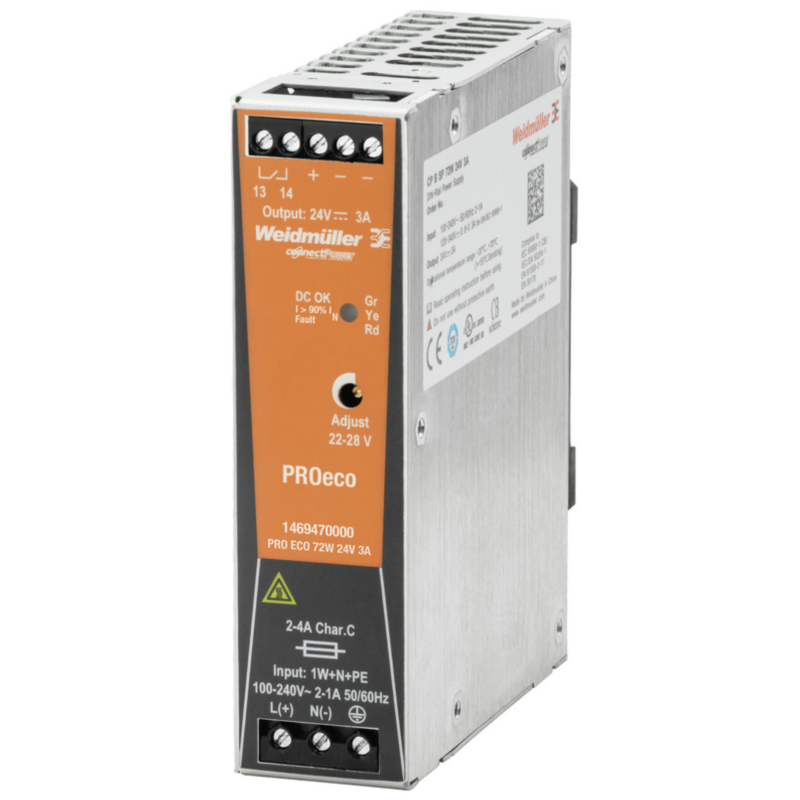 Alimentatore Switching Attacco Din 24V 72W 3A Weidmuller 1469470000