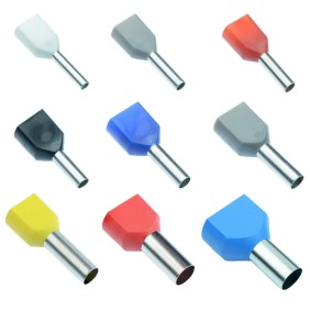 Terminale a bussola doppio 2x4 mmq preisolato grigio confezione 100 pz