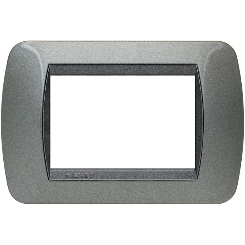 Placca 3 posti acciaio scuro in metallo Living International Bticino L4803AC