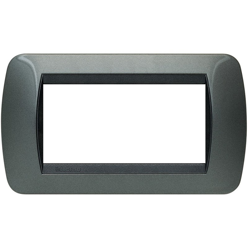Placca 4 posti acciaio scuro in metallo Living International Bticino L4804AC