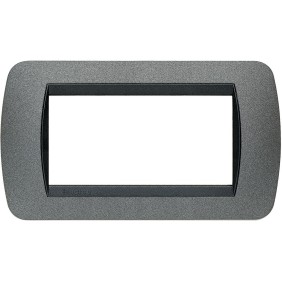 Placca 4 posti grafite in metallo Living International Bticino L4804GF