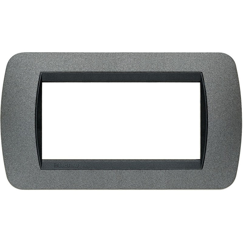 Placca 4 posti grafite in metallo Living International Bticino L4804GF