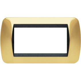 Placca 4 posti oro vero in metallo Living International Bticino L4804OR
