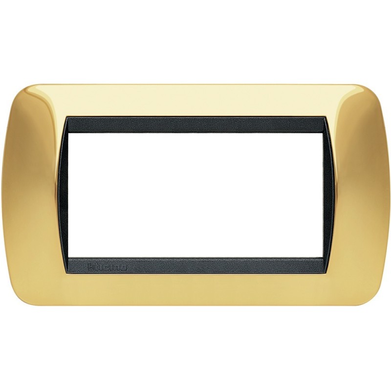 Placca 4 posti oro vero in metallo Living International Bticino L4804OR