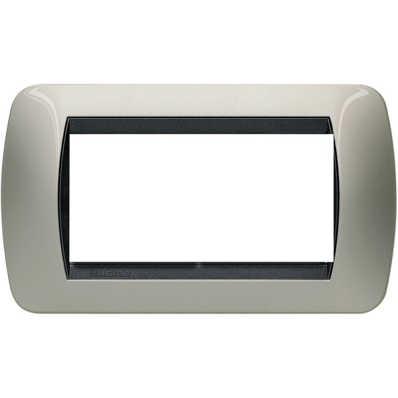 Placca 4 posti titanio chiaro in metallo Living International Bticino L4804TC