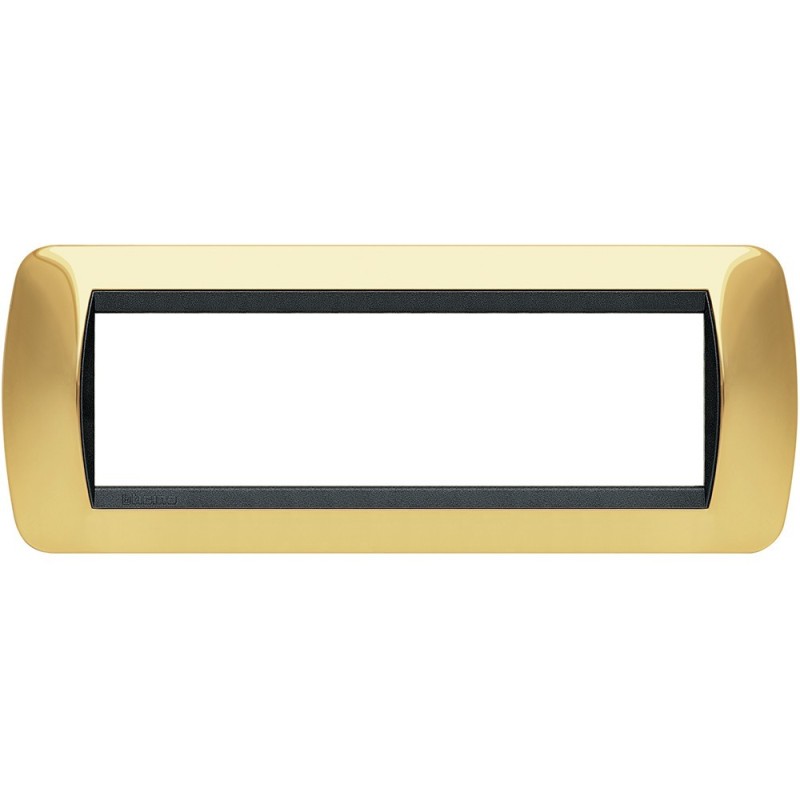 Placca 7 posti oro vero in metallo Living International Bticino L4807OR