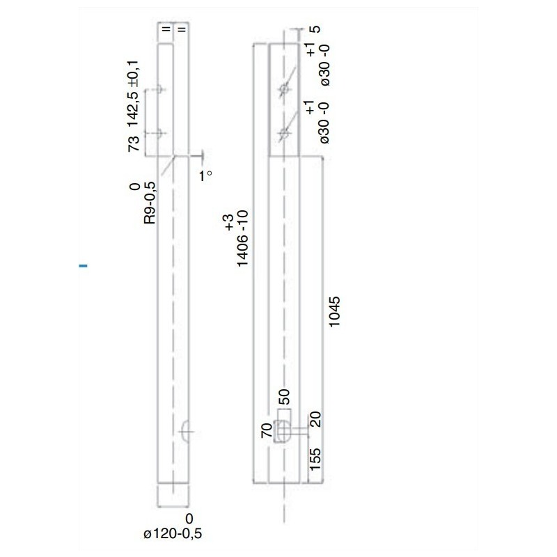 Palina in resina 1420 mm per portacontatori OEC T0PO0017