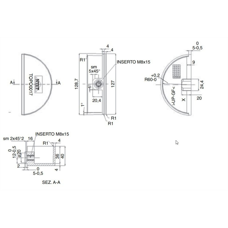 Palina in resina 1420 mm per portacontatori OEC T0PO0017