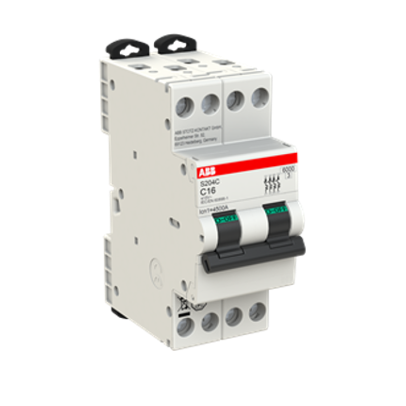 Interruttore Automatico 10A 6 kA 4 Poli 2 Moduli ABB S204CC10