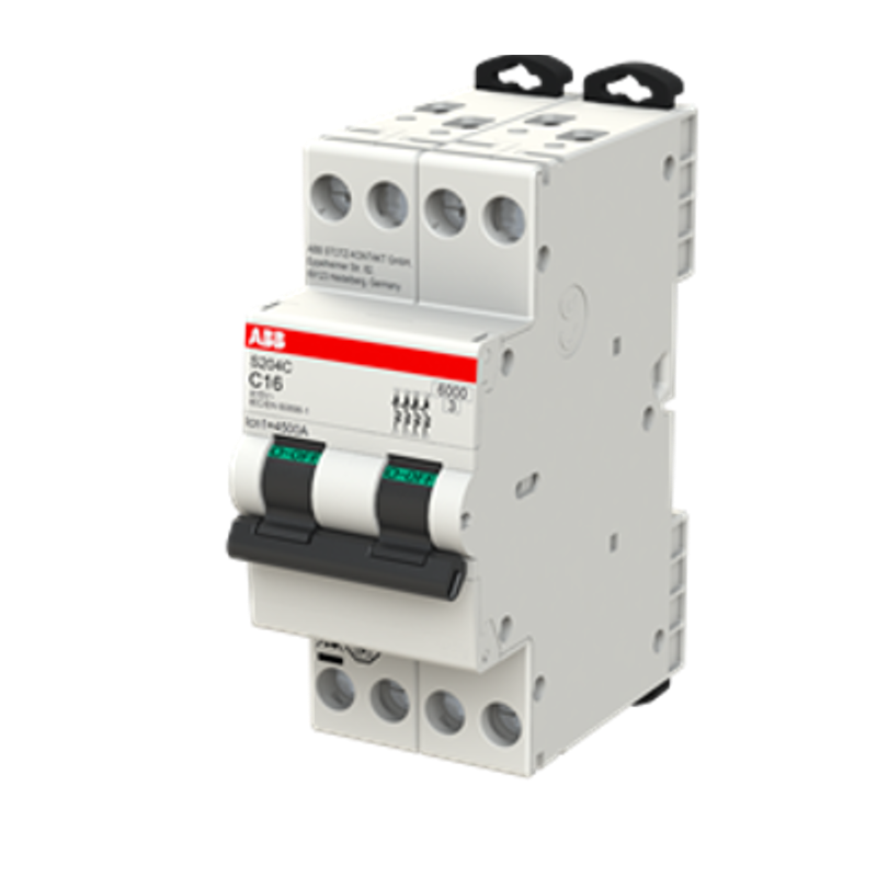 Interruttore Automatico 20A 6 kA 4 Poli 2 Moduli ABB S204CC20 laterale