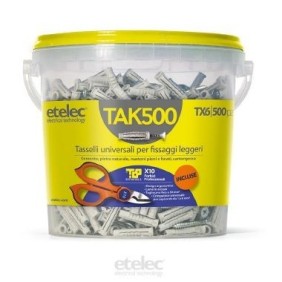 Tasselli TX6 6x30Mm in Barattolo da 500 con Omaggio Etelec TAK500