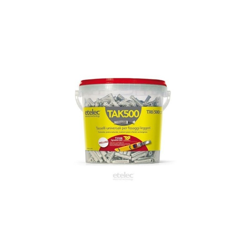 Tasselli TX6 6x30Mm in Barattolo da 500 con Omaggio Etelec TAK500