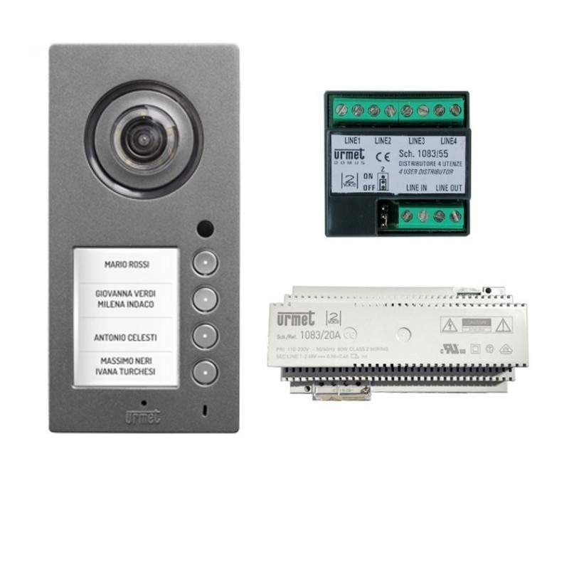 Kit base impianto pulsantiera Mikra2 4 Utenti 2Voice Urmet 1784/700