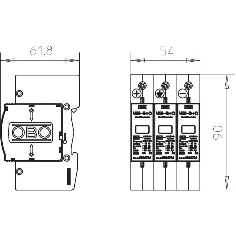 Scaricatore di Sovratensione Tipo 2 3 Poli 600VDC  Obo Bettermann 5094605