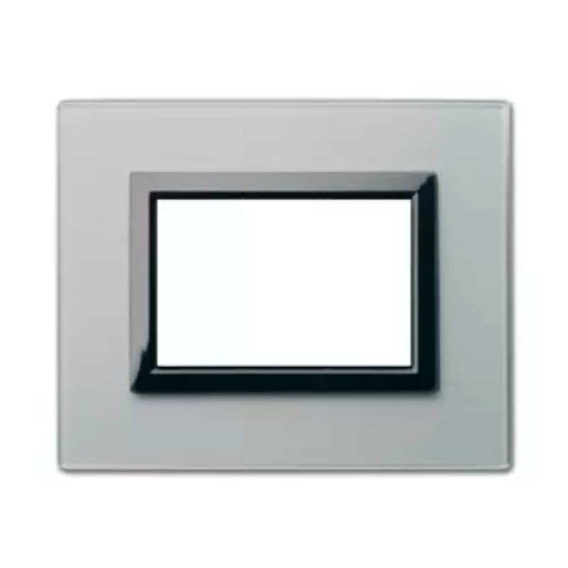 Placca Ave Sistema 44 "Vera 44" Vetro 3 moduli Grigio argentato 44PV3GO