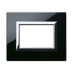 Placca Ave Sistema 44 "Vera 44" Vetro 3 moduli Nero assoluto 44PV3NAL